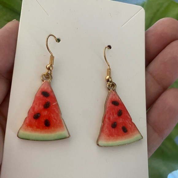 NWT Watermelon Drop Gold Tone Earrings - Picture 5 of 6